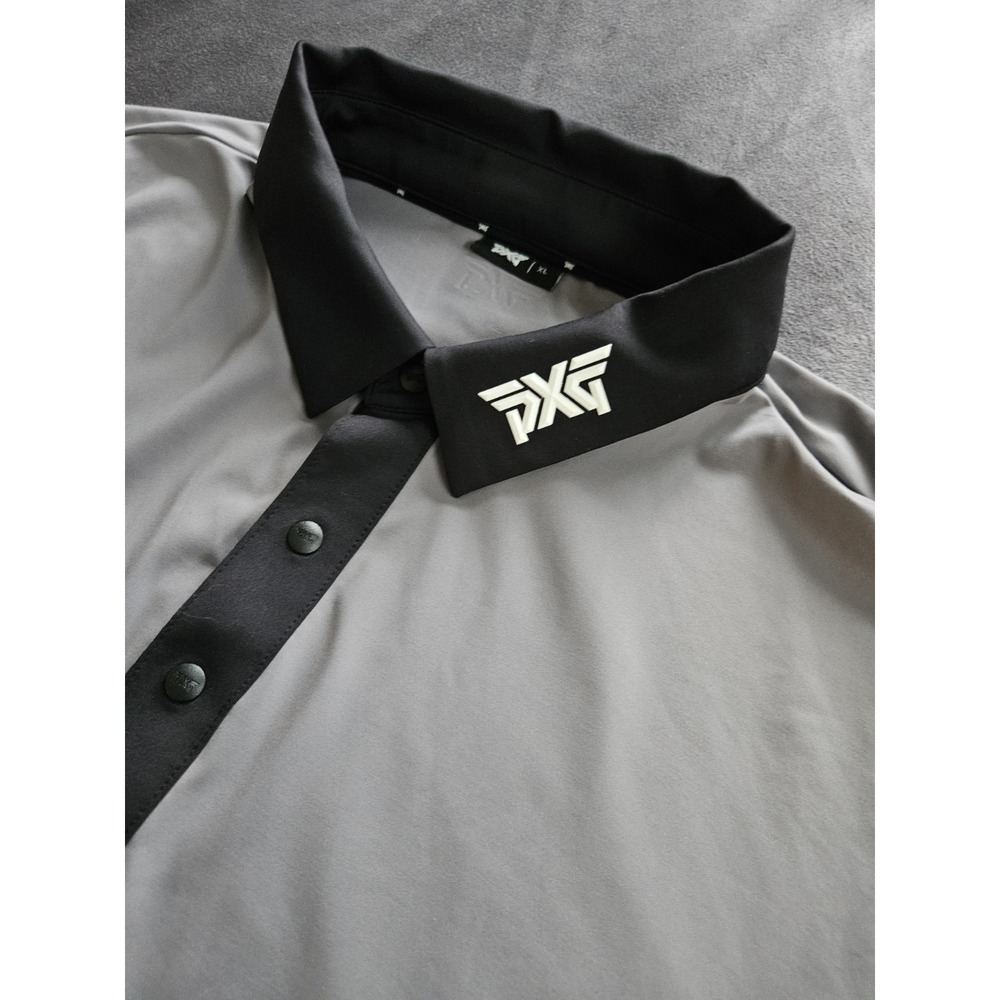 PXG Men's Polo Shirt in Gray with Black Accents
